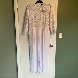 ELOQUII MID/FULL LENGTH WHITE LACE JUMPSUIT